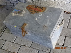 Antique tin plate metal soldier, mail box travel box