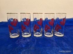 5 retro decorated glass glasses