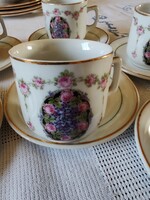 6 No. Rose garland pattern antique coffee cup with saucer