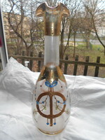 Art Nouveau numbered painted broken glass decanter