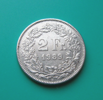 Svájc  - 2 frank  - 1989 - "B"