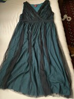 Green monsoon dress covered with black tulle, size 46