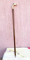 Walking stick with a bronze handle, with a colt's head, with a scraper