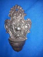 Antique 19th century rare marked baroque pewter holy water container