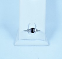 Gorgeous 10k white gold ring with diamonds, blue and white sapphires!