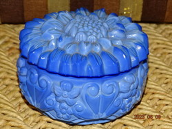 Kurt Schlevogt blue glass sunflower bonbonier jewelry holder