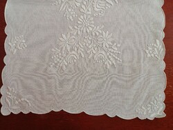 White embroidered azure tablecloth / runner