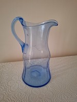 Blue glass water jug, spout