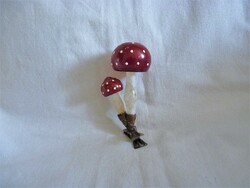 Old glass Christmas tree decoration - clip mushroom - with 