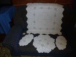 Snow-white embroidered tablecloth, tablecloth and three smaller tablecloths - together