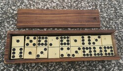 Antique bone, hardwood domino from the early 1900s