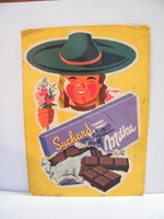 Vintage milka suchard advertising poster on hard paper (1950s)