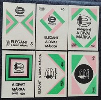 Gy239 / 1970 elegant match label, complete row of 6 pcs