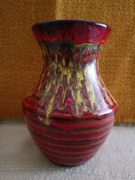 Drizzled glazed painted ceramic vase, applied art work 6000 ft