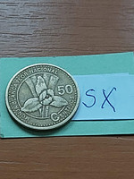 Guatemala 50 centavos 1998 nickel-brass monja blanca flor nacional sx