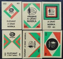 Gy238 / 1970 elegant match label, complete row of 6 pcs