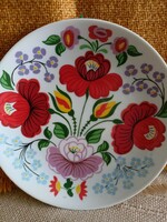 Hóllóháza porcelain wall bowl/ folk souvenir, marked mlsz 3700 ft