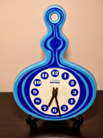 *Boutique blue glazed wall clock from kienzle, with copper hands, 1970s