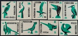 Gy219 / 1963 porcelain match tag complete row of 9 pcs