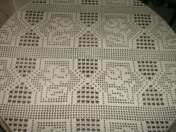Beautiful antique ecru hand-crocheted rose tablecloth with Art Nouveau features