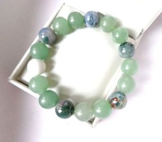 Jade and moss agate bracelet