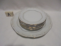 Zsolnay porcelán aranytollazott hat személyes süteményes készlet