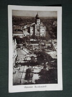 Postcard, Kecskemét, view, Rákóczi út, synagogue, 1956