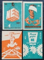 Gy244 / 1961 accident prevention match tag, complete row of 4 pcs