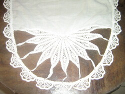 Beautiful hand crocheted lace narrow long curtains in a pair