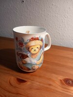 Cute English handmade porcelain teddy bear mug, flawless