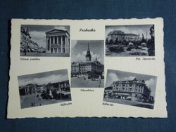 Képeslap, Szabadka, mozaik részletek,városháza,templom,színház,l Hitler tér, 1943