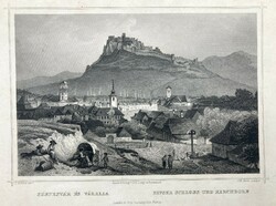 Szepesvár and its castle (highlands) - signed original steel engraving by ludwig rohbock, 1856