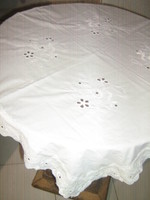 Wonderful elegant white Madeira tablecloth with lacy edges