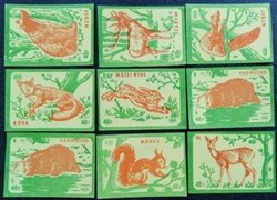 Gy151 / 1959 forest animals match tag complete row of 9 pcs