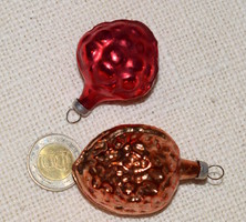 2 pieces of old Christmas tree decorations glass walnuts and glass raspberries