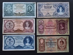Lot of 14 pengő banknotes