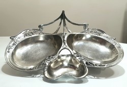 Art Nouveau large silver-plated silver 3-piece tray