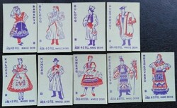 Gy149 / 1957 folk costumes match tag full row of 9 pcs