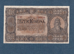 1000 Korona 1923 Hungarian banknote printing house Budapest