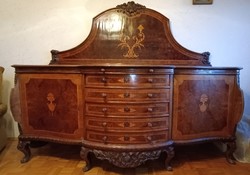 Large sideboard, small sideboard, showcase, chairs, neo-baroque sideboard set