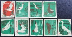 Gy152 / 1959 waterfowl match tag complete row of 9 pcs