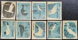 Gy155 / 1959 waterfowl match tag complete row of 9 pcs