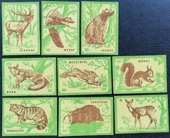 Gy150 / 1959 forest animals match tag complete row of 9 pcs