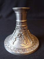 Marked pewter - zinn scene candle holder