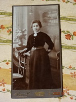 Antique hardback photo photo Ganz L. Budapest lady in art nouveau interior