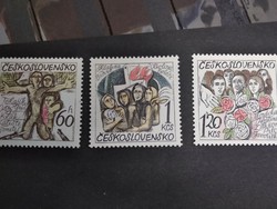 Czechoslovakia 1975, anniversary of settlements declared during the Nazi occupation, full line of postal clerks