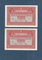 2 Korona 1917 deutschösterreich stamp unc 2 pairs following serial numbers