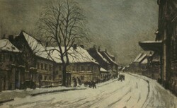 István Élesdy (1912-1987): country house street in the castle - winter