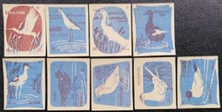 Gy154 / 1959 waterfowl match tag full row of 9 pcs