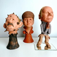 3 unique ceramic politician caricature statue portraits